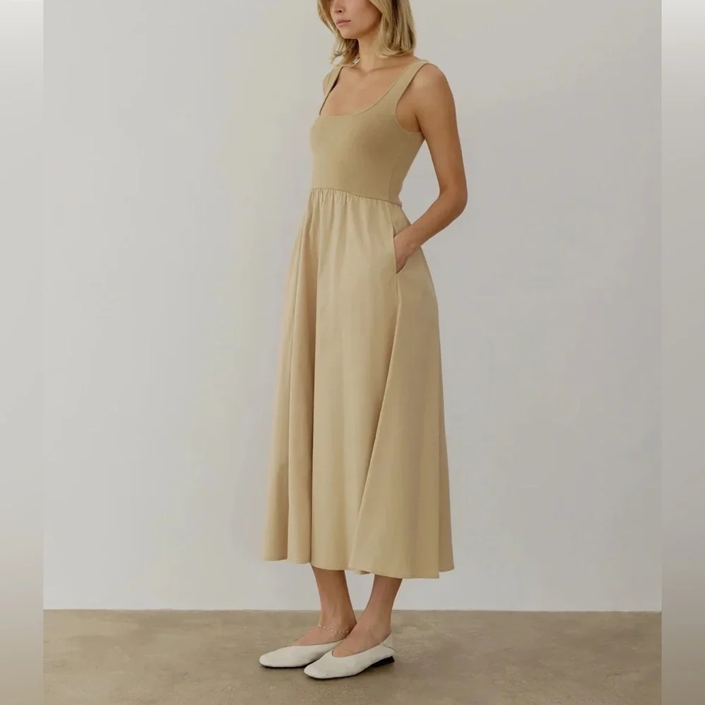 All:Row Lucinda Maxi Dress in Khaki . All Row - Picture 1 of 7